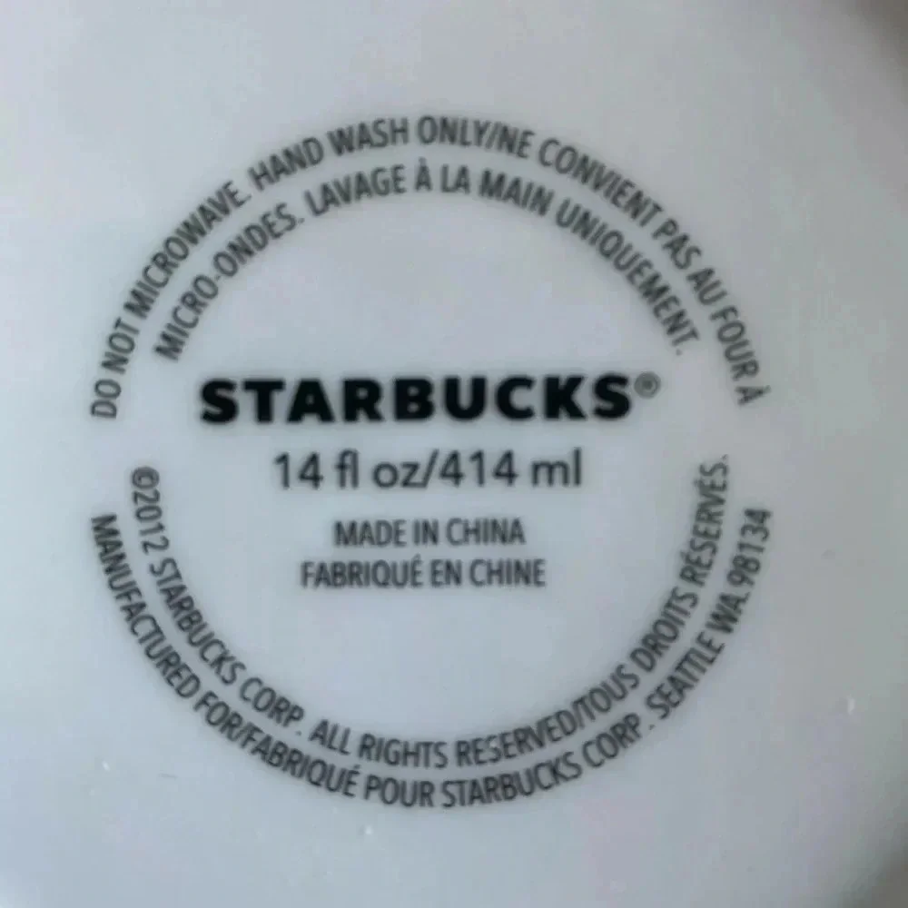 Two Starbucks Coffee/Tea Mugs 2012 Retired Matte White & Gold - 14 Oz - Picture 8 of 8